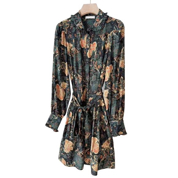 Ulla Johnson Simona Silk Long Sleeve Mini Dress in Nuit US 2 - Picture 4 of 8